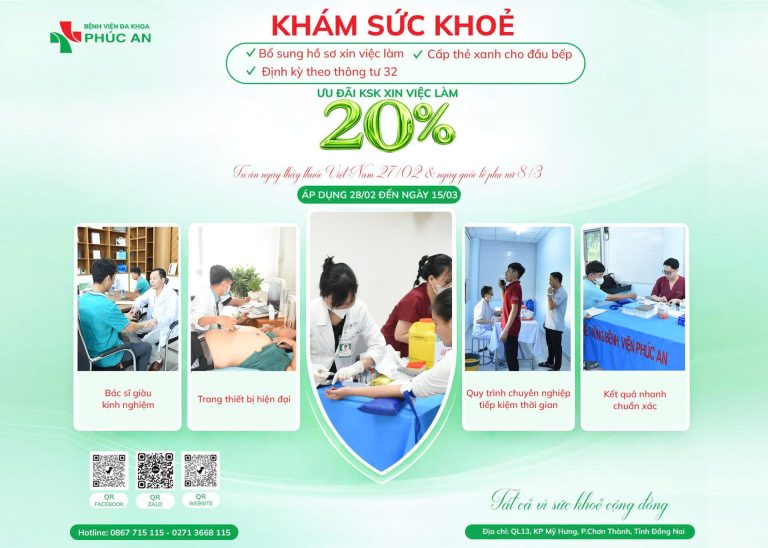 ƯU ĐÃI GIẢM GIÁ 20% DỊCH VỤ KHÁM SỨC KHỎE XIN VIỆC – Tuần lễ tri ân Ngày Thầy thuốc Việt Nam 27/2 và Chào mừng Quốc tế Phụ nữ 8/3