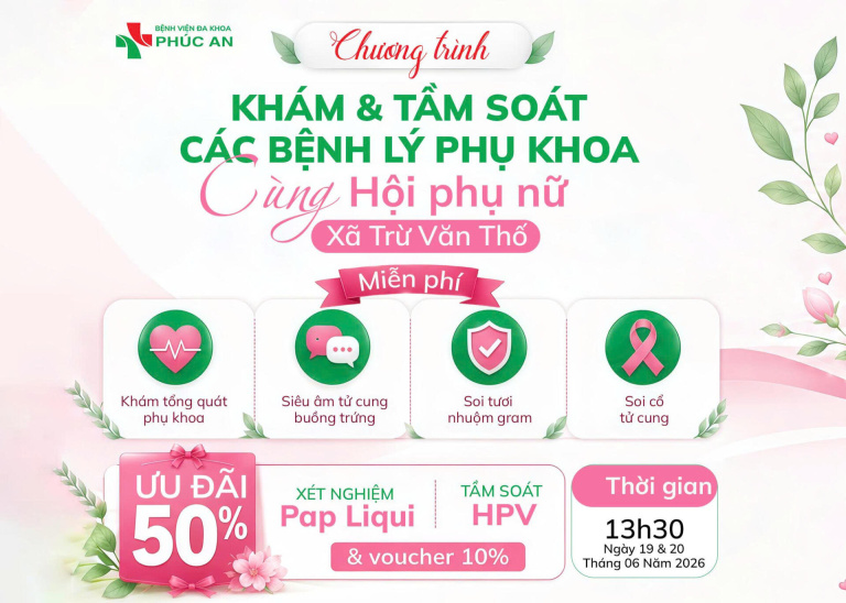 BVĐK PHÚC AN ĐỒNG HÀNH CÙNG HỘI LIÊN HIỆP PHỤ NỮ XÃ TRỪ VĂN THỐ (TPHCM) TẦM SOÁT SỨC KHỎE PHỤ KHOA